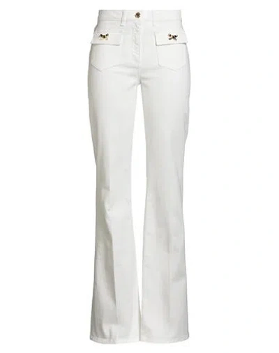 Elisabetta Franchi Ivory Cotton Jeans In Multi