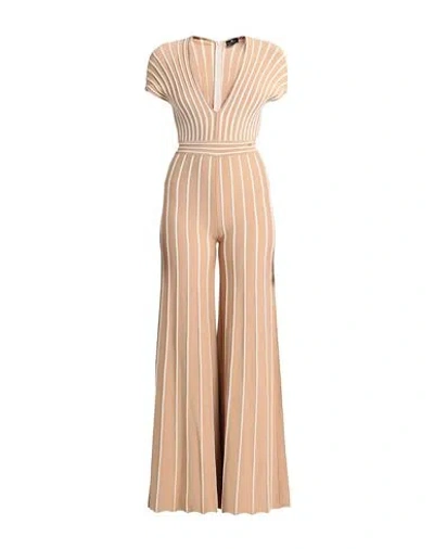 Elisabetta Franchi Woman Jumpsuit Camel Size 4 Viscose, Polyamide, Elastane In Beige
