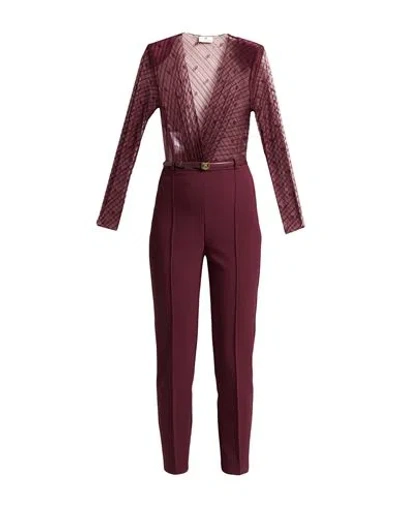Elisabetta Franchi Woman Jumpsuit Burgundy Size 10 Polyamide, Elastane, Polyester In Red