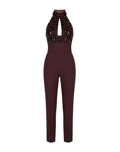 Elisabetta Franchi Woman Jumpsuit Burgundy Size 6 Polyamide, Pvc - Polyvinyl Chloride, Glass In Red