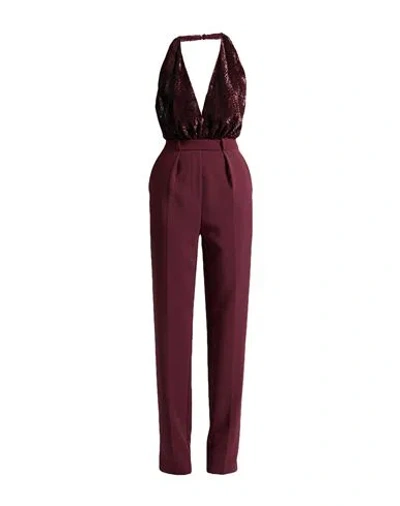 Elisabetta Franchi Woman Jumpsuit Burgundy Size 8 Polyamide, Polyester, Elastane, Polyurethane