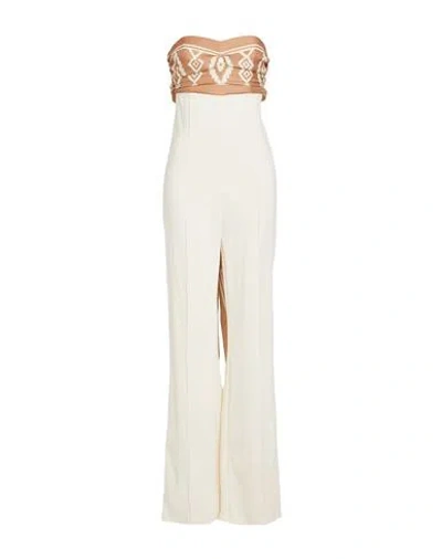 Elisabetta Franchi Woman Jumpsuit Cream Size 8 Viscose, Elastane, Polyester In White