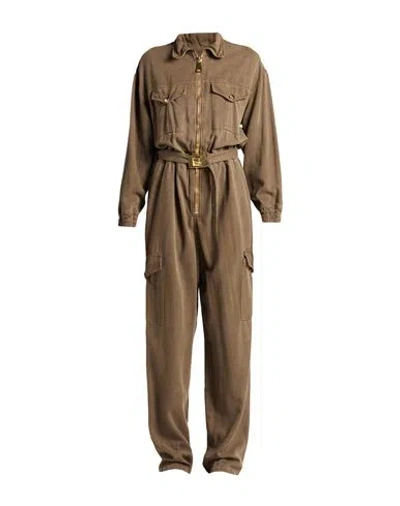 Elisabetta Franchi Woman Jumpsuit Khaki Size 6 Lyocell In Brown