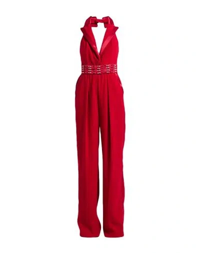 Elisabetta Franchi Woman Jumpsuit Red Size 8 Polyester, Glass, Metal