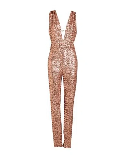 Elisabetta Franchi Woman Jumpsuit Rose Gold Size 10 Polyester, Polyamide, Elastane In Brown
