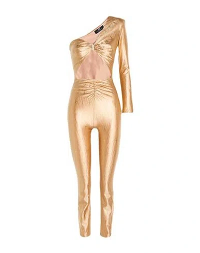 Elisabetta Franchi Woman Jumpsuit Sand Size 12 Polyamide, Elastane In Gold