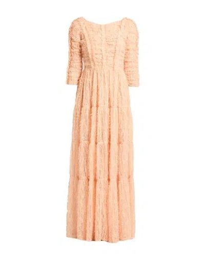 Elisabetta Franchi Woman Maxi Dress Apricot Size 4 Polyester, Polyamide