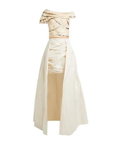 Elisabetta Franchi Woman Maxi Dress Beige Size 6 Polyamide