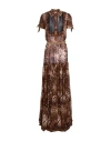 ELISABETTA FRANCHI ELISABETTA FRANCHI WOMAN MAXI DRESS BROWN SIZE 6 TEXTILE FIBERS