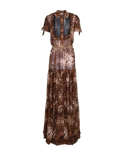 Elisabetta Franchi Woman Maxi Dress Brown Size 8 Textile Fibers