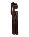 Elisabetta Franchi Woman Maxi Dress Chocolate Brown Size 6 Polyamide, Elastane In Burgundy