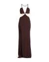 Elisabetta Franchi Woman Maxi Dress Dark Brown Size 4 Viscose, Elastane, Polyamide In Brown