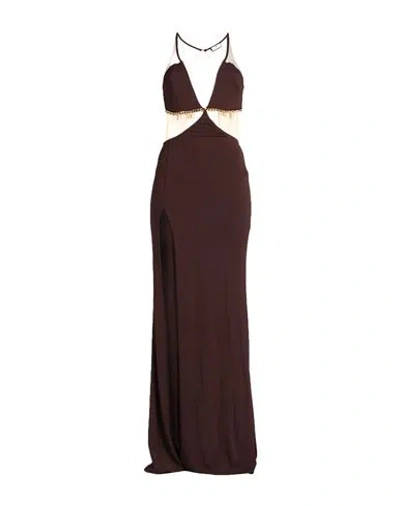 Elisabetta Franchi Woman Maxi Dress Dark Brown Size 4 Viscose, Elastane, Polyamide