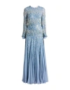 Elisabetta Franchi Woman Maxi Dress Light Blue Size 4 Viscose, Plastic, Glass In Blue
