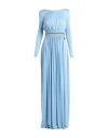 Elisabetta Franchi Woman Maxi Dress Light Blue Size 8 Cupro, Elastane