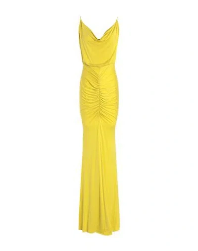 ELISABETTA FRANCHI ELISABETTA FRANCHI RED CARPET WOMAN MAXI DRESS YELLOW SIZE 6 CUPRO, ELASTANE
