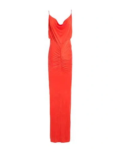 Elisabetta Franchi Red Carpet Woman Maxi Dress Orange Size 6 Cupro, Elastane