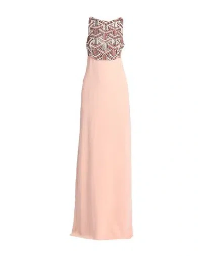 Elisabetta Franchi Woman Maxi Dress Beige Size 6 Viscose, Elastane, Glass In Pink