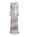 Elisabetta Franchi Woman Maxi Dress Platinum Size 4 Viscose, Glass In Grey