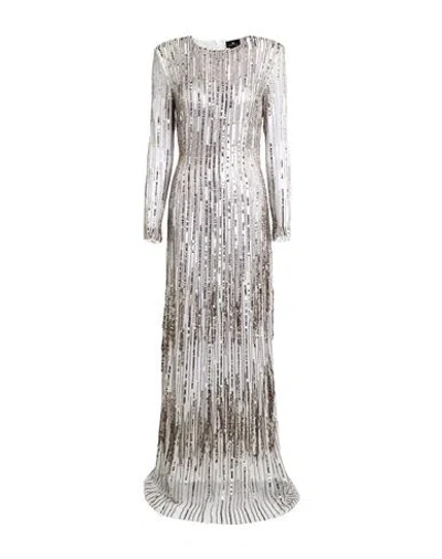Elisabetta Franchi Woman Maxi Dress Platinum Size 4 Viscose, Glass In Grey