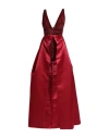 Elisabetta Franchi Satin Dress With Maxi Split And Culottes In Red