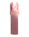 Elisabetta Franchi Red Carpet Woman Maxi Dress Salmon Pink Size 4 Silk, Polyamide, Elastane, Acetate In Pink