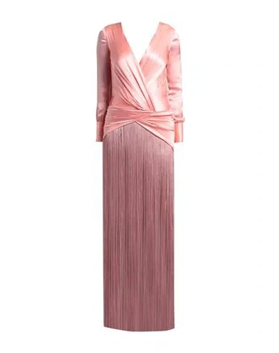 Elisabetta Franchi Red Carpet Woman Maxi Dress Salmon Pink Size 4 Silk, Polyamide, Elastane, Acetate