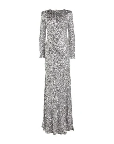 Elisabetta Franchi Woman Maxi Dress Silver Size 8 Polyester, Elastane In Gray