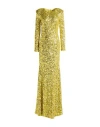 Elisabetta Franchi Woman Maxi Dress Yellow Size 8 Polyester, Elastane In Yellow