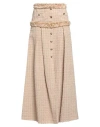 Elisabetta Franchi Woman Maxi Skirt Camel Size 4 Polyamide, Cotton, Viscose, Polyester, Acrylic In Beige
