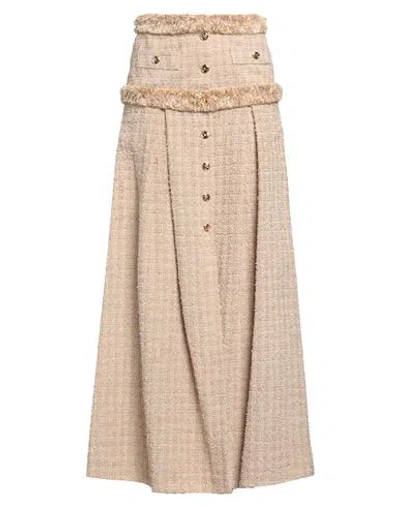 Elisabetta Franchi Woman Maxi Skirt Camel Size 4 Polyamide, Cotton, Viscose, Polyester, Acrylic In Beige
