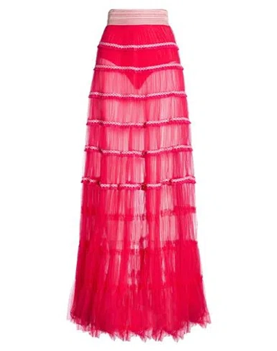 Elisabetta Franchi Woman Maxi Skirt Fuchsia Size 8 Polyamide, Cotton In Red