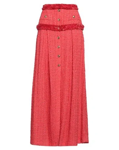 Elisabetta Franchi Woman Maxi Skirt Tomato Red Size 6 Polyamide, Cotton, Viscose, Polyester, Acrylic