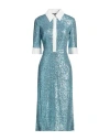 Elisabetta Franchi Woman Midi Dress Azure Size 4 Polyester, Elastane In Blue