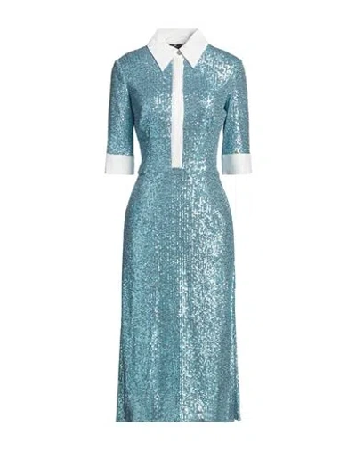 Elisabetta Franchi Woman Midi Dress Azure Size 4 Polyester, Elastane In Blue