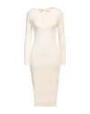 Elisabetta Franchi Woman Midi Dress Beige Size 12 Viscose, Polyester, Polyamide