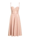 Elisabetta Franchi Woman Midi Dress Beige Size 4 Polyester, Polyurethane In Pink