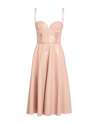 Elisabetta Franchi Woman Midi Dress Beige Size 4 Polyester, Polyurethane In Pink