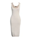 Elisabetta Franchi Woman Midi Dress Beige Size 4 Viscose, Polyester In Beige