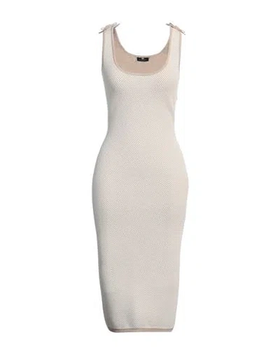 Elisabetta Franchi Woman Midi Dress Beige Size 4 Viscose, Polyester In Neutral