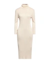 Elisabetta Franchi Woman Midi Dress Beige Size 8 Viscose, Polyester
