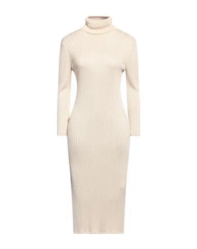 Elisabetta Franchi Woman Midi Dress Beige Size 8 Viscose, Polyester In Beige
