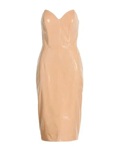 Elisabetta Franchi Woman Midi Dress Beige Size 8 Polyester, Polyurethane