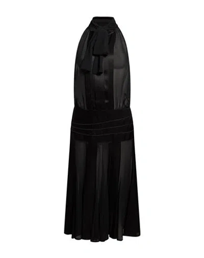 Elisabetta Franchi Woman Midi Dress Black Size 2 Polyester, Silk