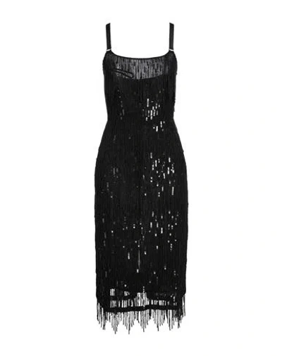Elisabetta Franchi Woman Midi Dress Black Size 4 Viscose, Plastic, Glass