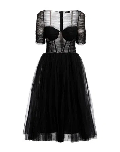 Elisabetta Franchi Woman Midi Dress Black Size 6 Polyamide, Viscose