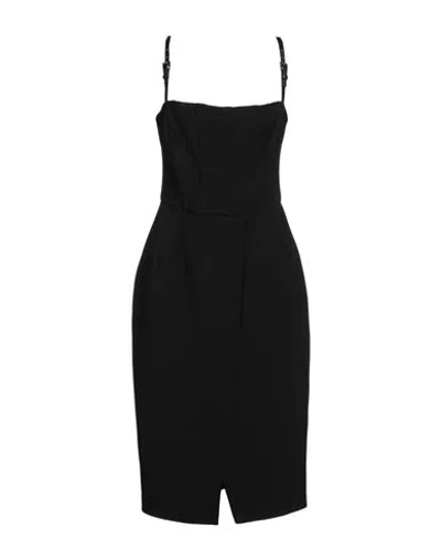 Elisabetta Franchi Woman Midi Dress Black Size 8 Wool, Viscose, Silk, Synthetic Fibers