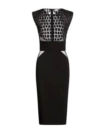 Elisabetta Franchi Woman Midi Dress Black Size 8 Polyester, Elastane