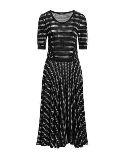 Elisabetta Franchi Woman Midi Dress Black Size 8 Viscose, Polyester, Cotton