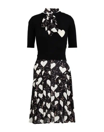 Elisabetta Franchi Woman Midi Dress Black Size 8 Wool, Viscose